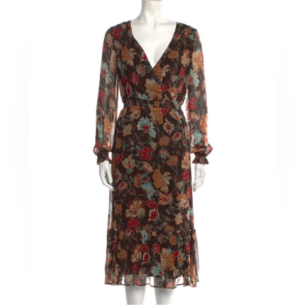 Sezane floral print mid length dress size 36